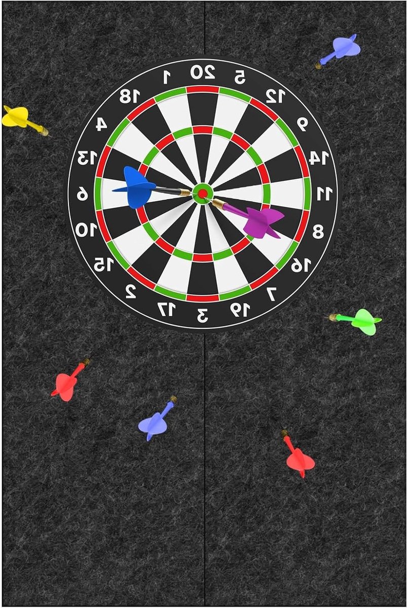 Felt Wandbeschermer voor Dartbord, 60 x 90 cm, Zelfklevende Wandrand voor Volledige Wandbescherming, Zwart, Ideaal voor Dartliefhebbers en Spelers