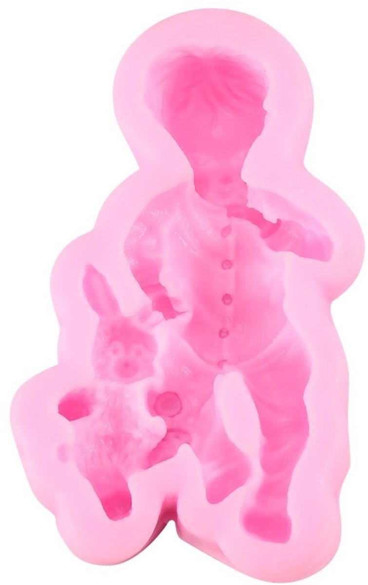 Dailygoody - 3D Siliconen Baby Boy Girl Cake Decoratie - Creatieve Chocolade Vorm - Roze - Sugarcraft Tool - Perfect voor Feestjes en Taarten - 8,3 x