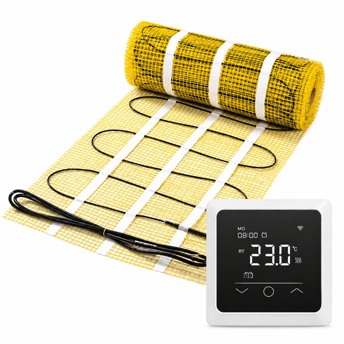 Pro-series Complete set, beschikbaar in diverse afmetingen, 150 watt per m², met wifi thermostaat passend in de meeste afdekraampjes, 2,5 m², Wit