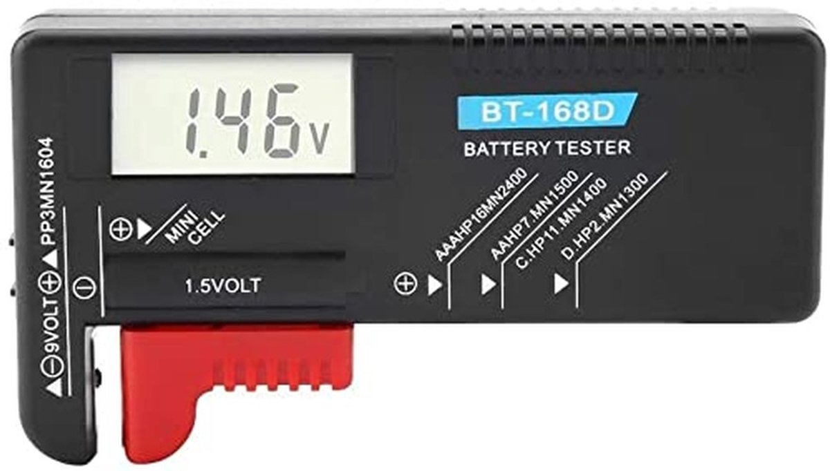 CAM2 BT-168D Digitale Batterij Tester voor AA, AAA, C, D, 9V en Knopcel Batterijen