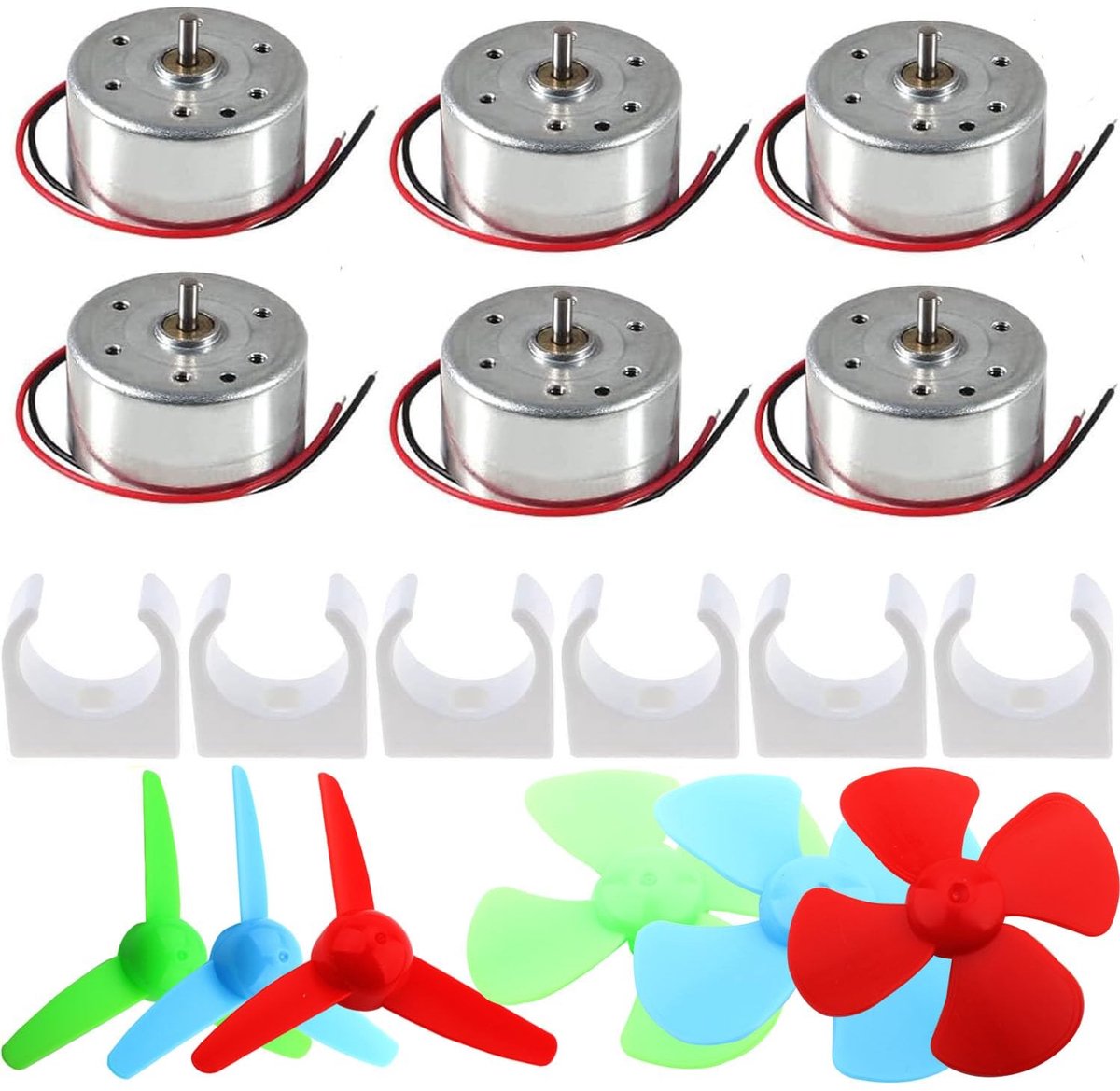 Mini DC Motor Set - 6 Stuks 1.5V-9V voor Educatieve Experimenten