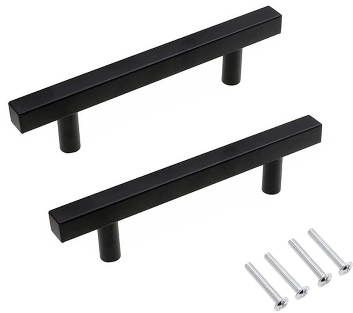 Dailygoody - Kastgrepen - Roestvrij staal - Modern - Zwarte handgrepen - Keuken meubels -