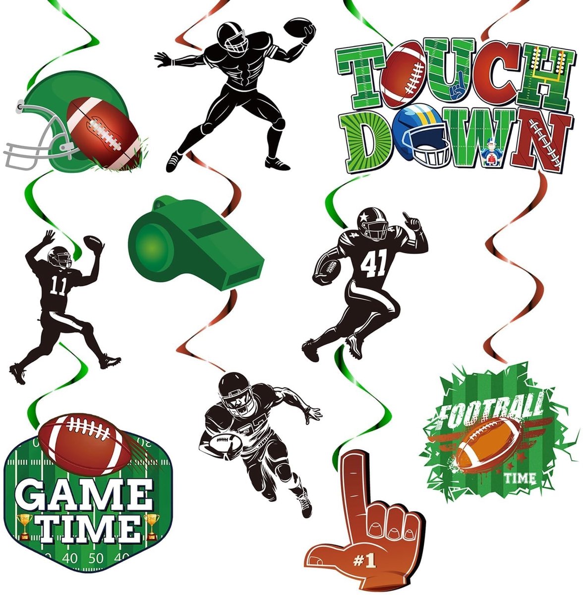 Dailygoody - Feestdecoraties - Rugby - Hangende versieringen - 48 stuks - Voetbal - Perfect voor sportevenementen - Kleur: meerkleurig