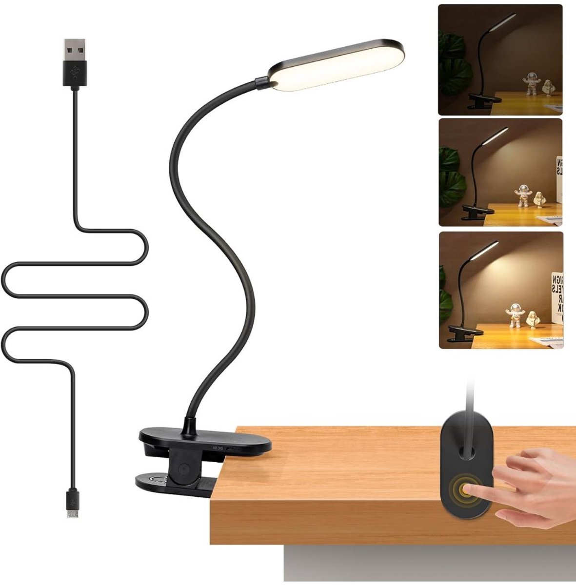 KAD® Bureaulamp - LED Bureaulamp - Voor Bureau & Thuiswerkplek - Zwart - 13cm x 6cm x 46cm