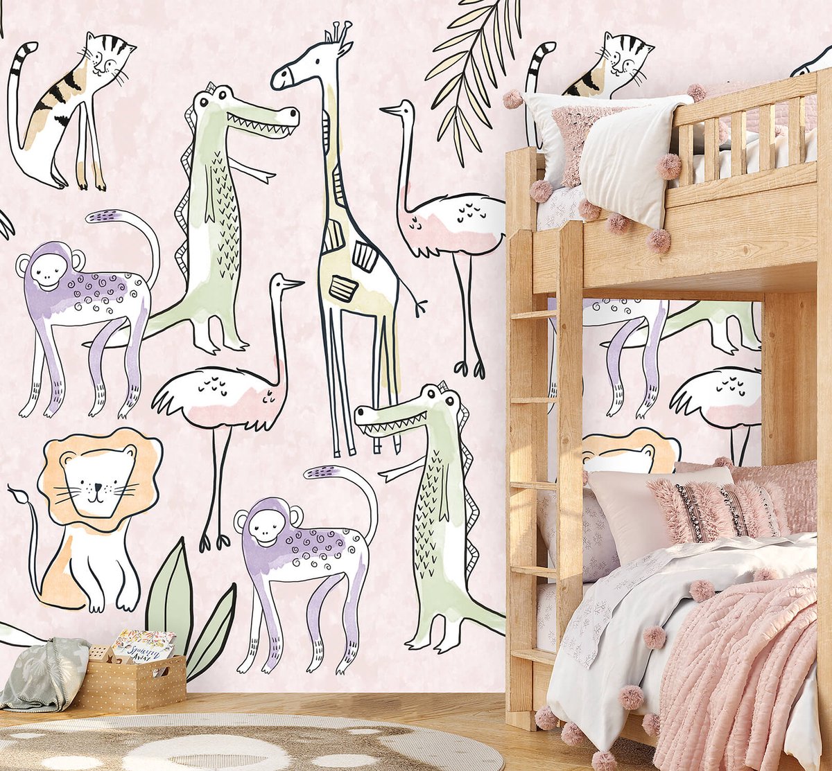 INGK Kinderbehang - Olive & Noah - Simple Jungle Pink
