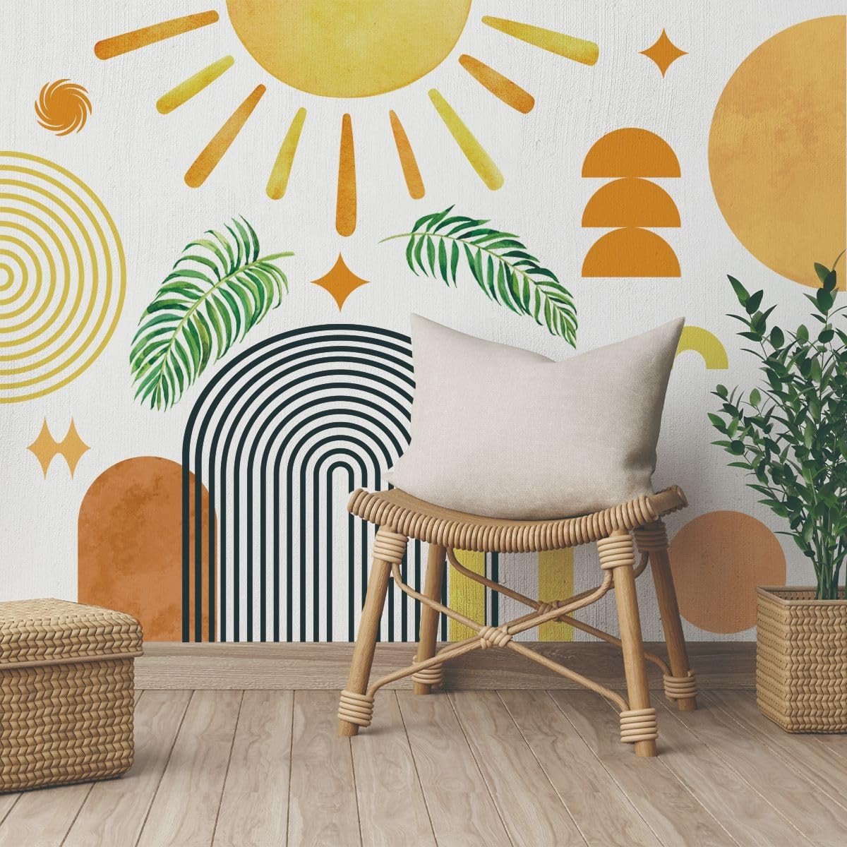 Dailygoody - Boho Muursticker - Muurstickers voor Meisjes - Eenvoudig aan te brengen - Abstract Modern Design - Decoratie voor Slaapkamer - Ges..