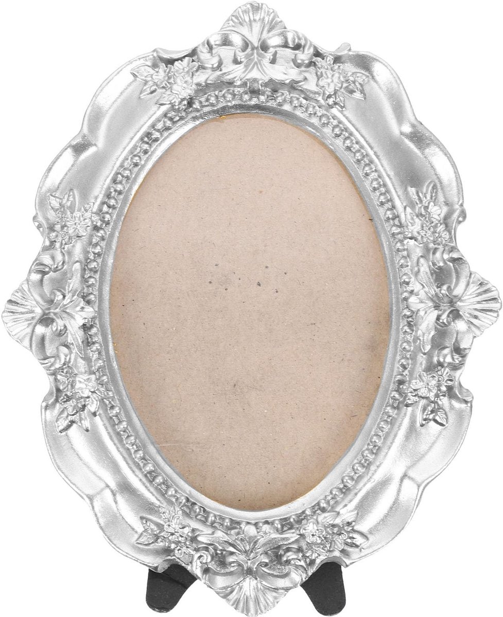 Dailygoody - Mini Fotolijst - Vintage Fotolijst - Hars Fotolijst - Zilver - Decoratie Woonaccessoires - Geschikt voor Keuken en Woonkamer