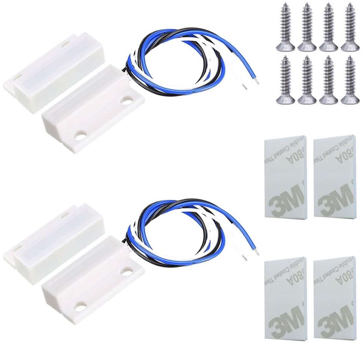 Dailygoody - Magnetische Schakelaar - Toegangscontrole - Witte Sensor - Verborgen Contact - Alarmsysteem - Geschikt voor Deuren en Ramen - Model E1187