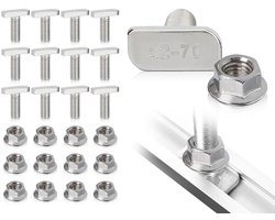 Dailygoody Hamerkopschroeven - Set van 12 - Roestvrij staal M8 x 20 - Inclusief flensmoeren - Voor verankering - Geschikt voor kassen en rails