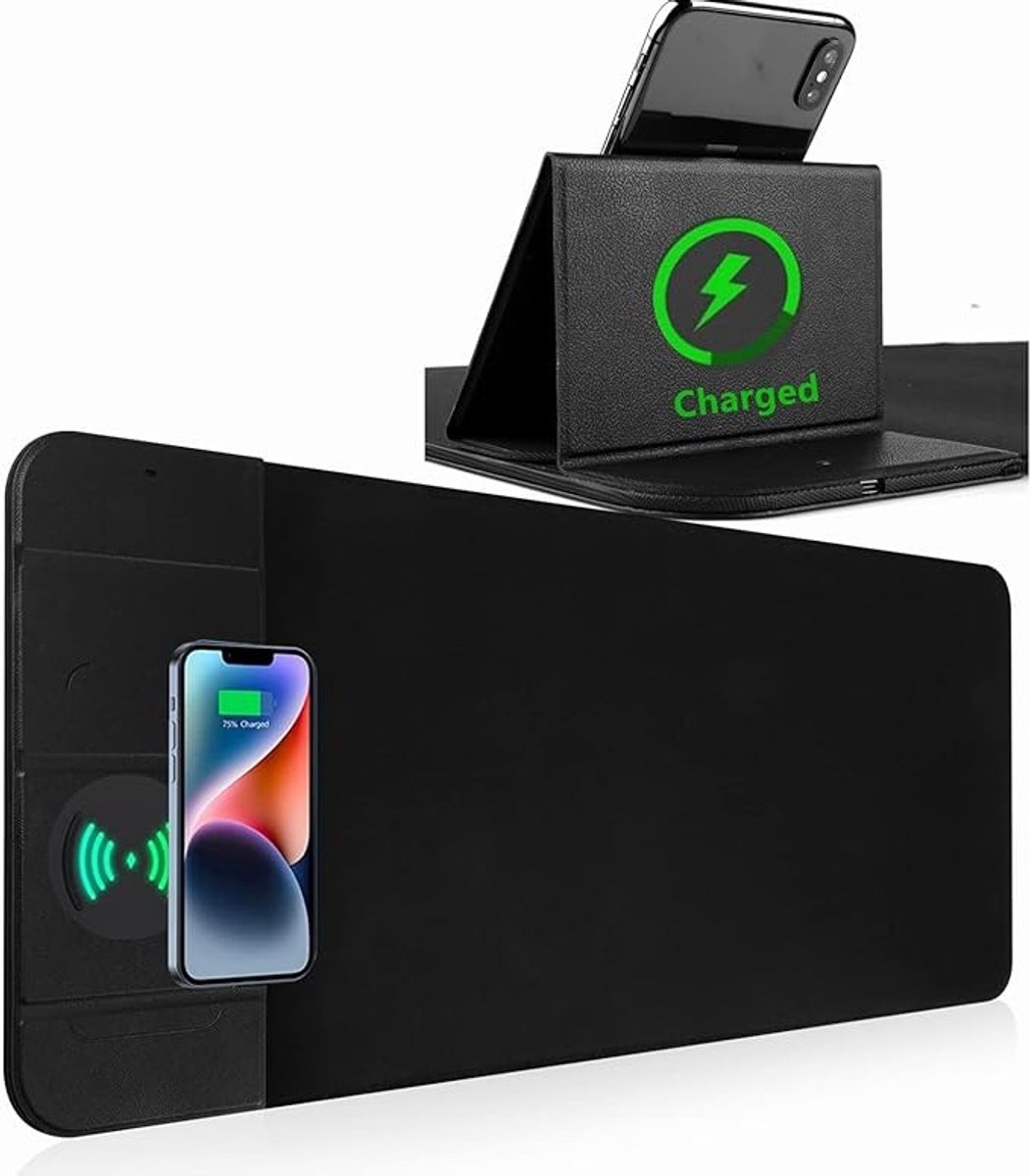 XXL Gaming Muismat met Draadloos Opladen 15W en Telefoonhouder