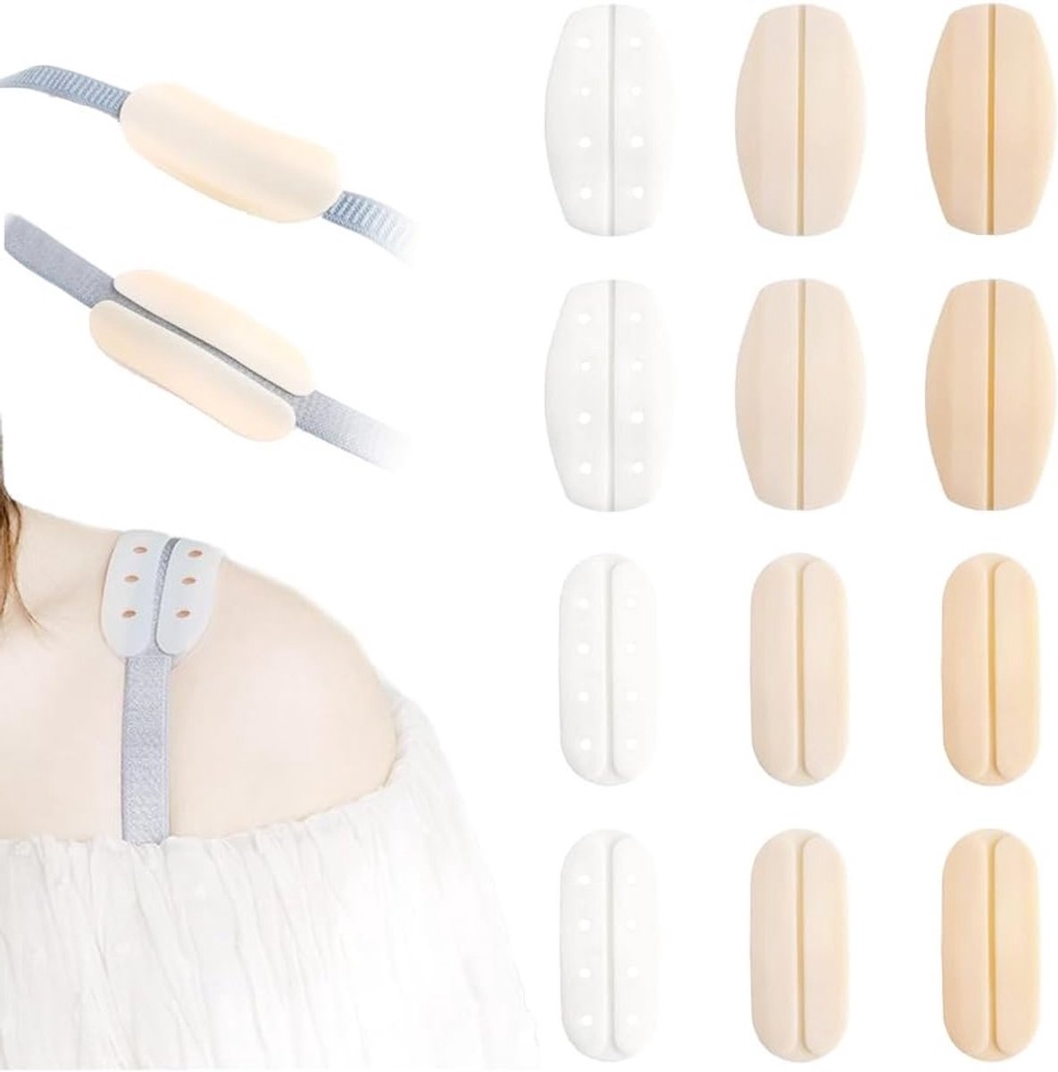 Zachte en Comfortabele Silicium BH Band Kussens, Schouderpijn Verlichting, Antislip BH Band Kussens voor Dames en Meisjes, Multikleur Set van 6 Paar