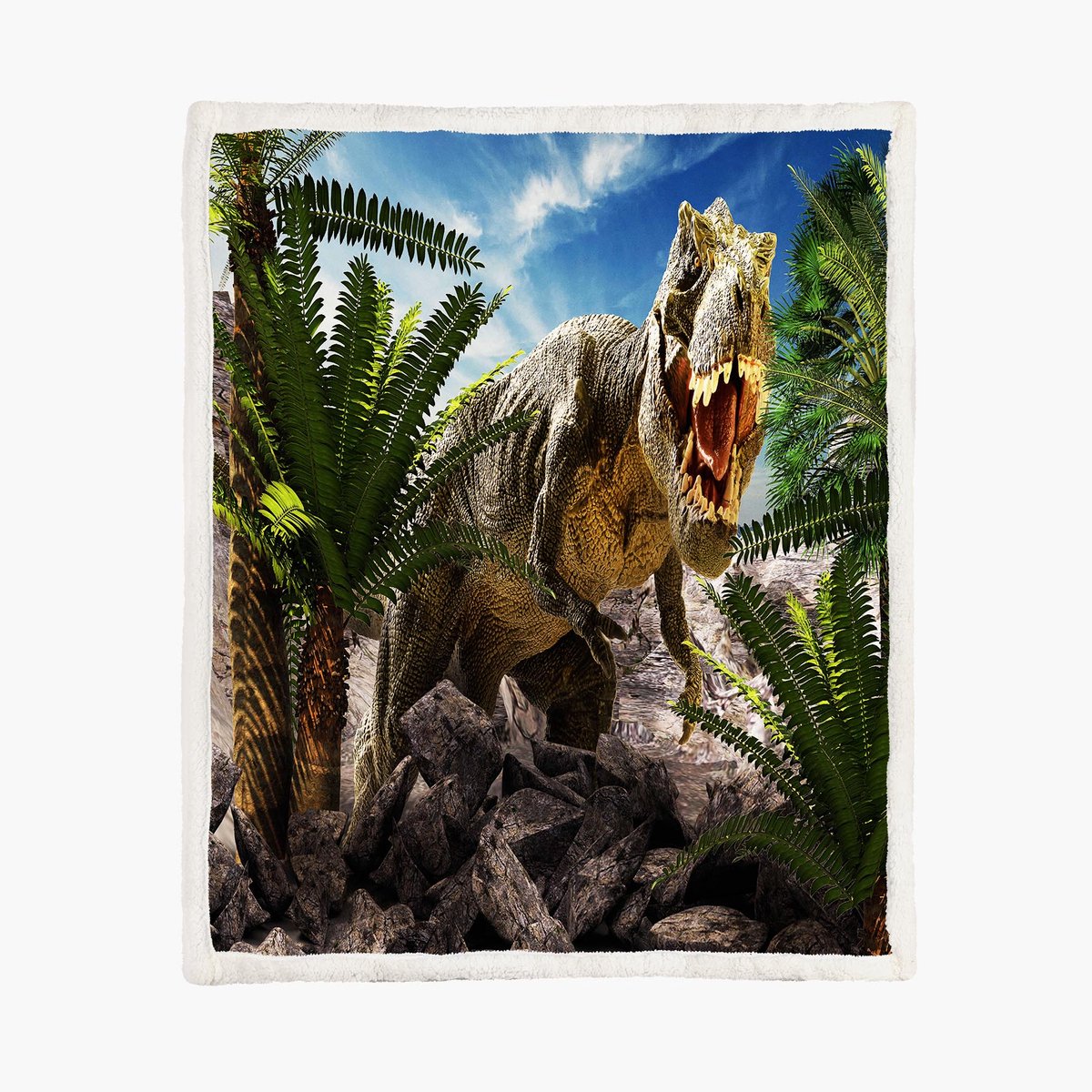 The Coloured House Dino Fleece Deken 130*150cm T-Rex Multicolor