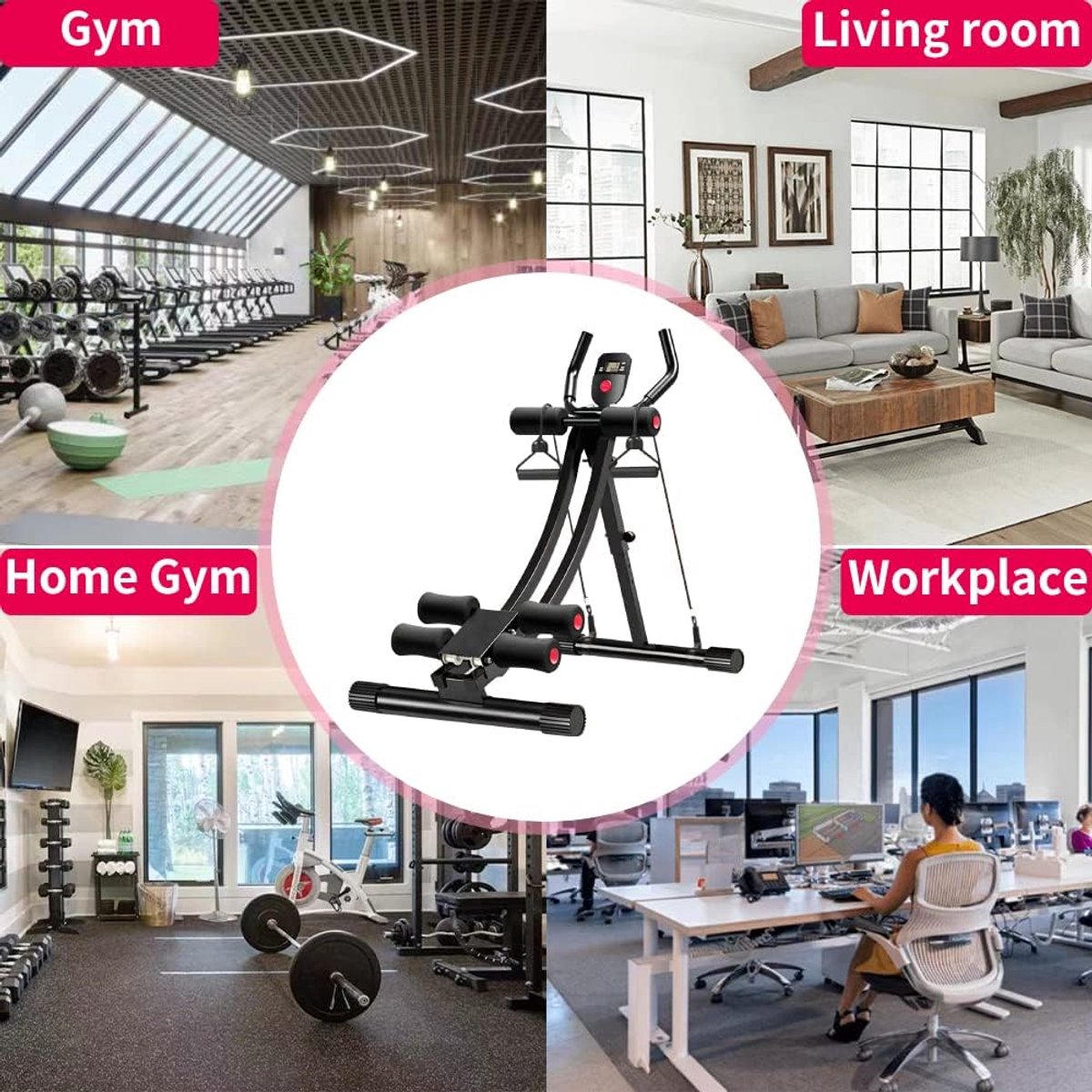TitanCore Pro Ab Trainer Opvouwbaar Buikspierapparaat voor Thuisfitness met LCD Display, Verstelbare Hoogte, Heavy Duty Core Trainer en Full Body Workout Machine