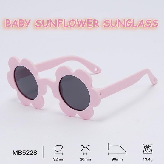 Babyzonnebril Bloemvorm - Peuterzonnebril UV400 - Bescherming tegen zon - Flexibel siliconen frame - 6-36 maanden - Roze — afbeelding 4