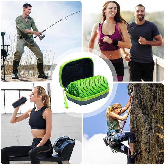 Verkoelende Handdoek - Sport Ice Towel - Sport en Outdoor - Sneldrogend Microvezel - 30x80 cm - Groen — afbeelding 5