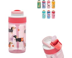 Kambukka Lagoon Drinkfles voor kinderen 400ml Diva Dogs - met geïntegreerd rietje - drinkbus kinderen - drinkbeker voor school