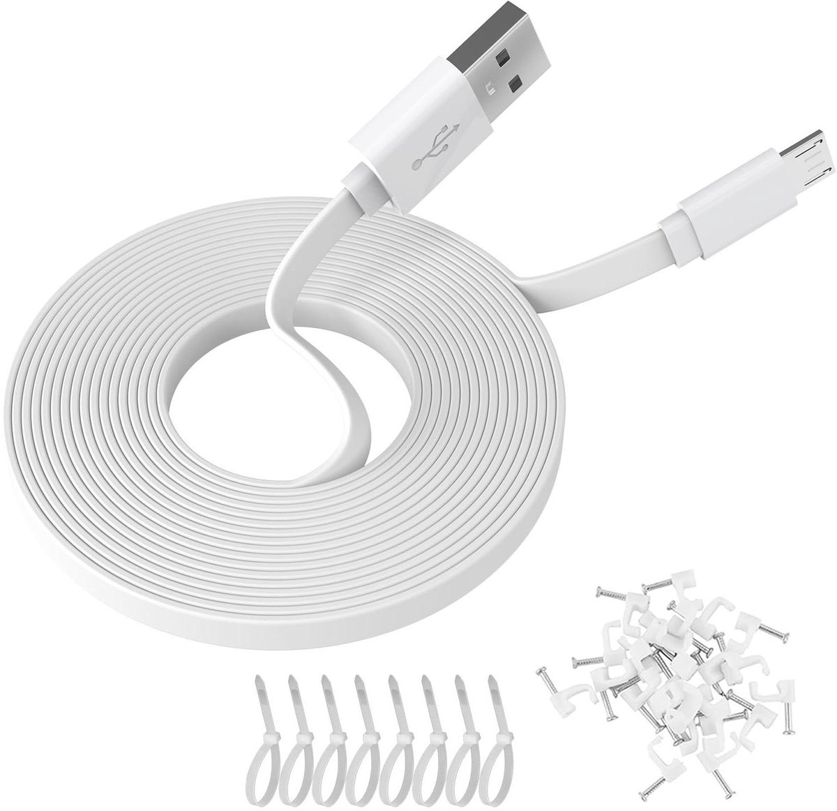 Platte Stroomkabel - Verlengkabel Opladen - Camera Beveiliging - 6 Meter Lengte - 6 m - Zwart