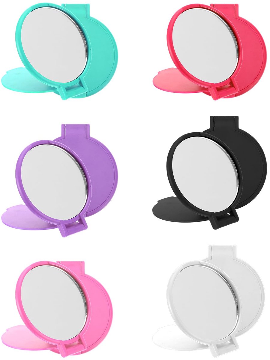 Draagbare Zakspiegel 6-delige Set — Opvouwbare Compacte Make-upspiegel — Premium Glazen Mini-schoonheidsspiegel — Ideaal voor op Reis — Past in je Portemonnee