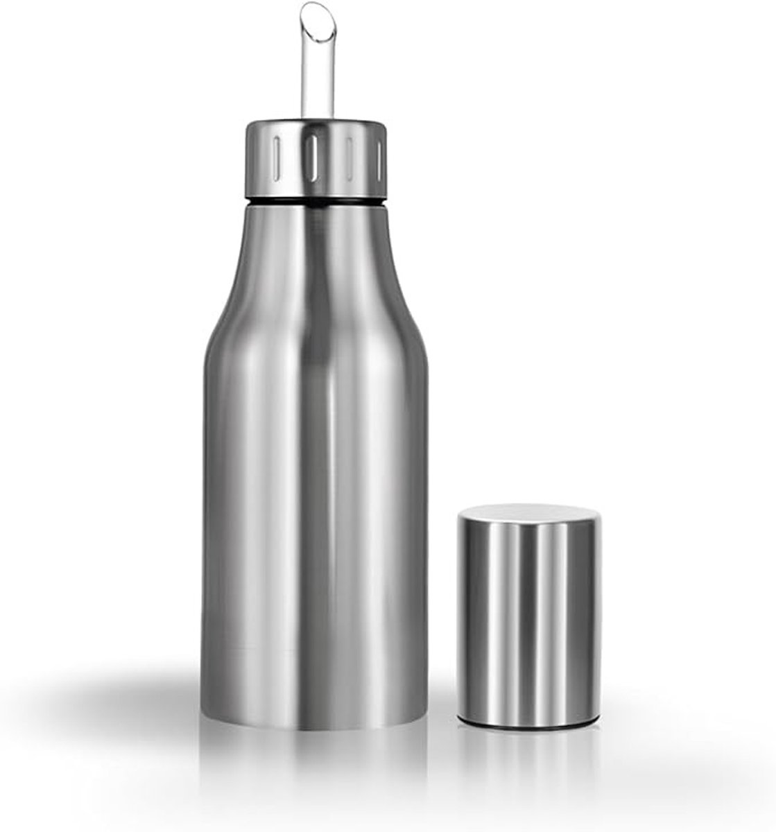 Roestvrijstalen Olie- en Azijnfles met Druppelvrije Schenktuit - 500 ml