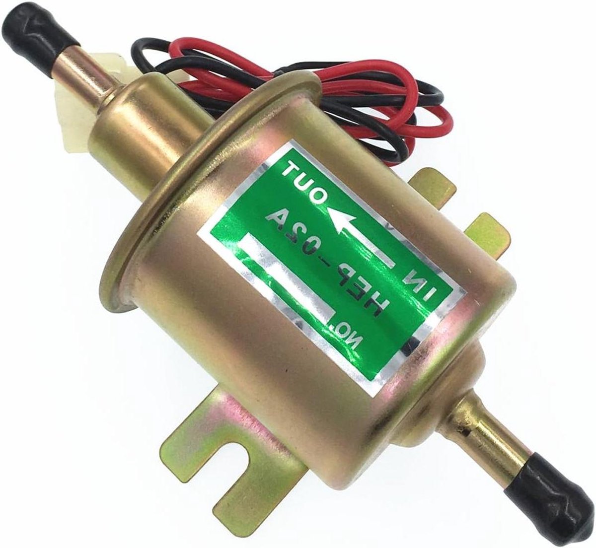 Elektrische Brandstofpomp - Brandstofpomp 12V - Brandstoftoevoer Motor - Plunjer Type - 8mm Inlaat/Uitlaat - Goud