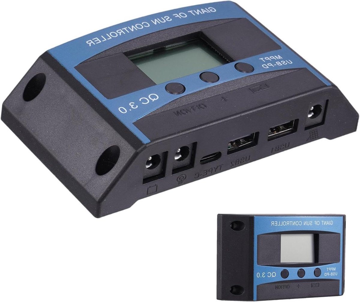 Zonne Laadregelaar - Zonnepaneel Controller - Hernieuwbare Energie - MPPT Technologie - 12V-24V - Blauw