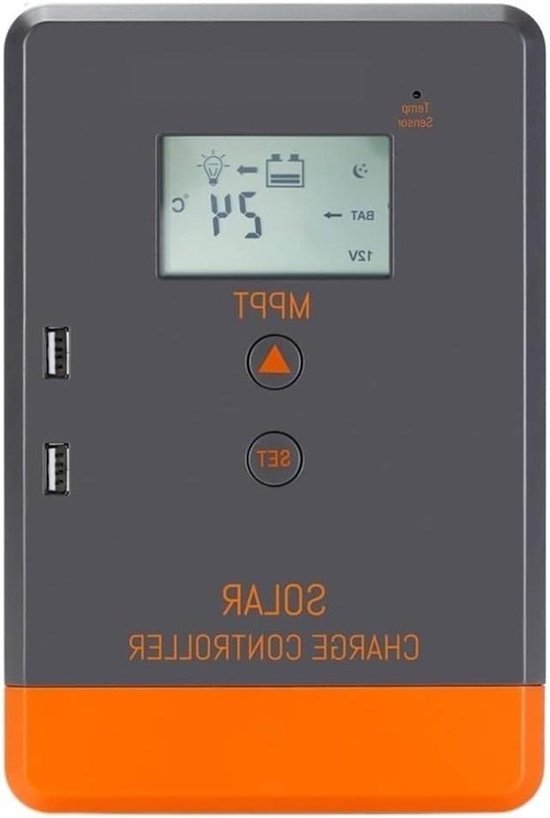 MPPT Laadregelaar - Solar Regulator Batterij - Energie Beheer - Automatische Spanningsdetectie - 40A - Zwart