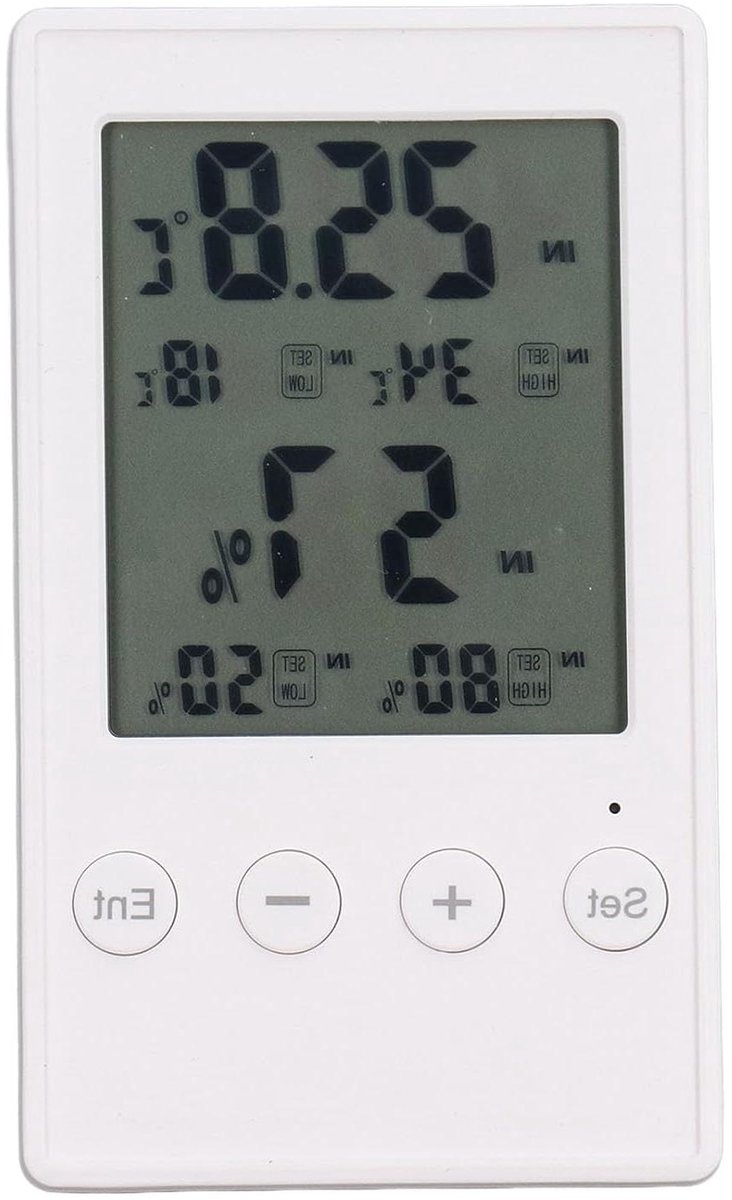 Digitale Hygrometer Thermometer - Vochtmeter Temperatuurmeter - Klimaat Monitoren - Roestvrijstalen Sonde - 12 x 10 x 2 cm - Zwart