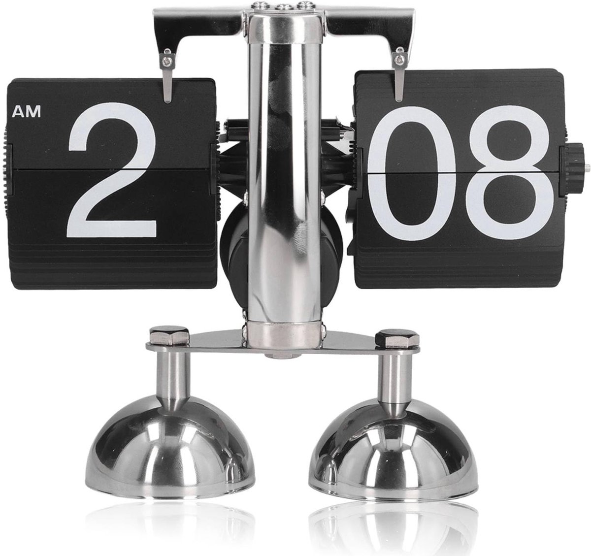 OmGoods - Dailygoody - Opklapbare Bureauklok - Retro Mechanische Klok - Roestvrij Staal - Kwartsklok - Automatische Paginadraaiende Klok - Geschikt voor Thuis e...