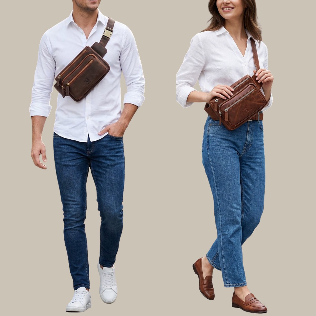 DE LAMASSU® (Isla) Leren Heuptas & Crossbody – Echt Leer – Vintage Design – Lichtgewicht – Unisex – Luxe Geschenkverpakking