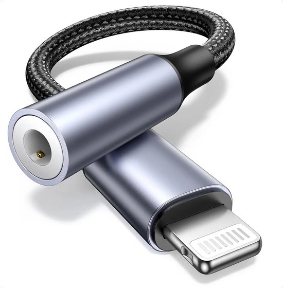 Qost - Adaptateur Lightning vers Jack 3,5 mm - Gris sidéral - Adaptateur Lightning vers Aux - Compatible iPhone