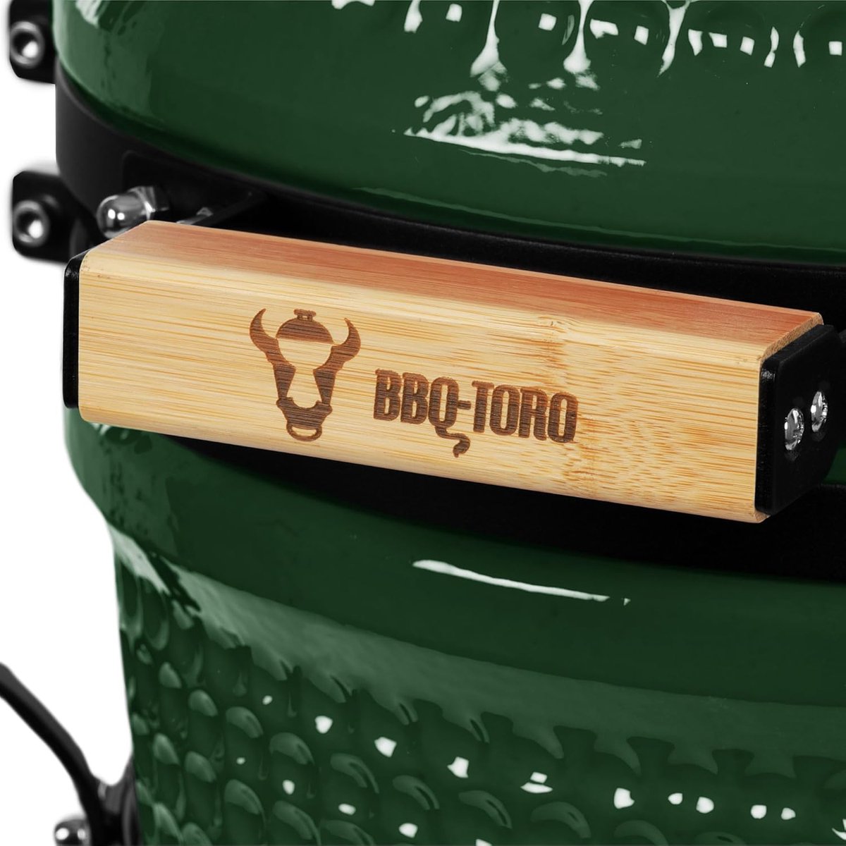FireNest Mini Kamado Keramische BBQ Grill Ø32 cm met Thermometer en Houten Handgrepen – Compacte Houtskool Smoker, Grill, Bak- en Rookoven voor Tuin en Terras, 43 x 36 x 58 cm