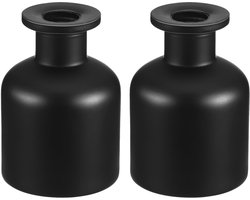 Solidchoice - Dailygoody - Glazen Diffuser Fles - Aromatherapie - Elegant en Praktisch - Matte Zwart - Geur Diffuser - Perfect voor Thuis en Auto - 2 Stuks