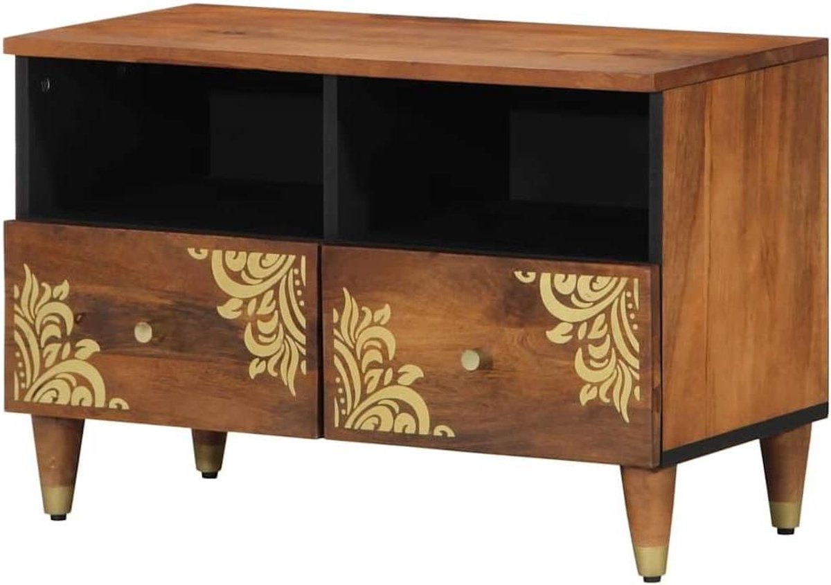 Tv-kast met lade - Mediameubel Dressoir - Woonkamer Opbergen - Massief Mangohout - 70 x 46