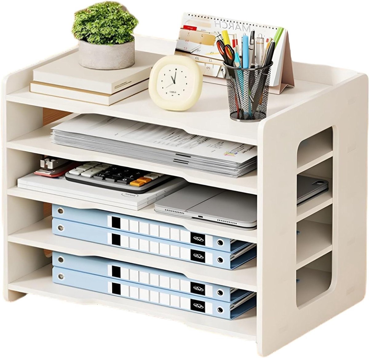 Papier Opslag Unit - Bureau Organizer - Bureau Opruimen - 7 Vakken Ontwerp - A3 Formaat - Wit