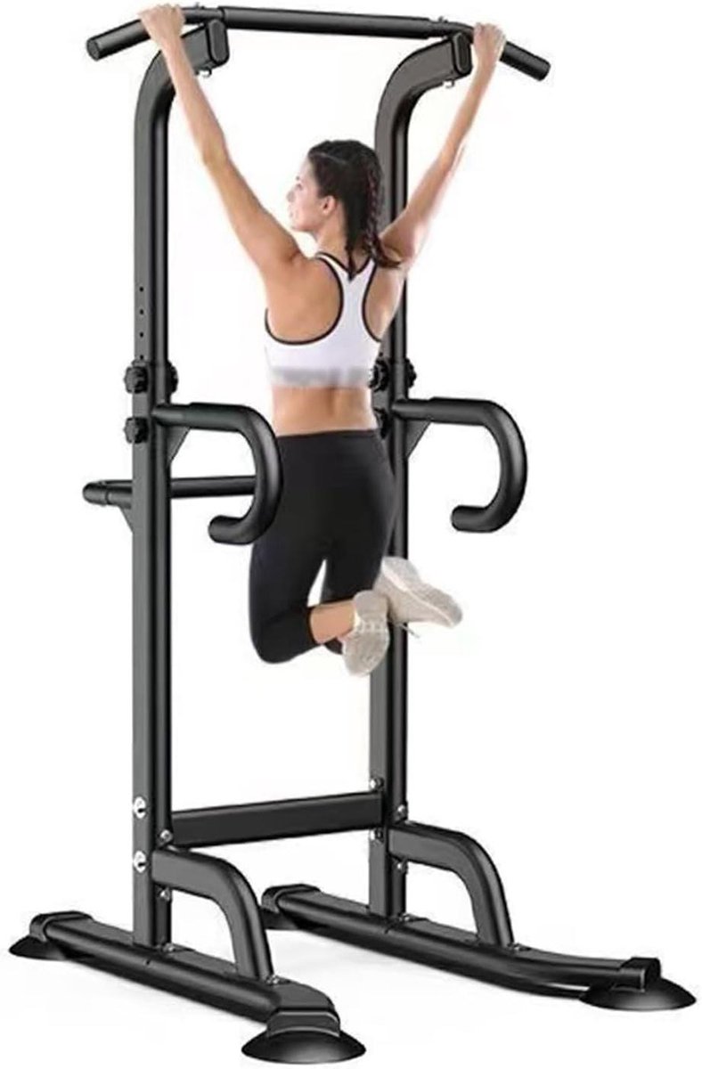 Fitness Station - Kracht Toren - Full Body Workout - Verstelbare Hoogte - 165-210 cm - Zwart