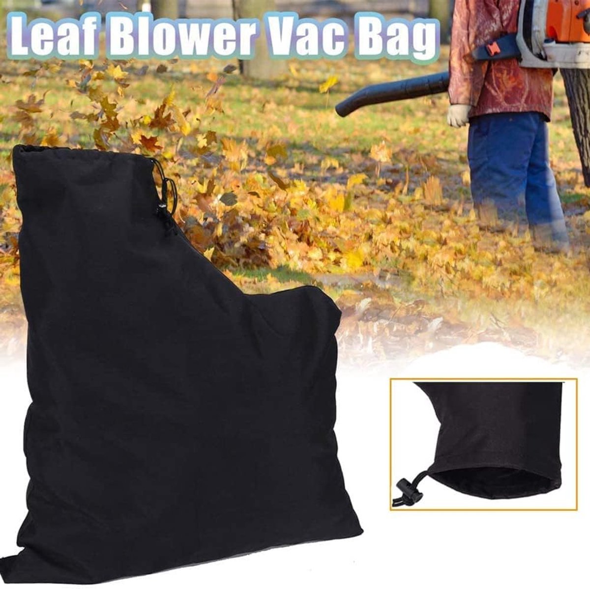 Bladblazer Zak - Opvangzak - Tuinonderhoud - Bodemrits Sluiting - 50 Liter - Zwart