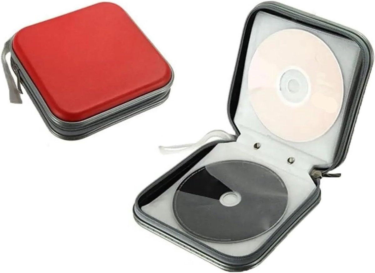 Draagbare DVD Case - CD Opbergmap - Media Organiseren - Dubbelzijdig Ontwerp - 40 Capaciteit - Rood