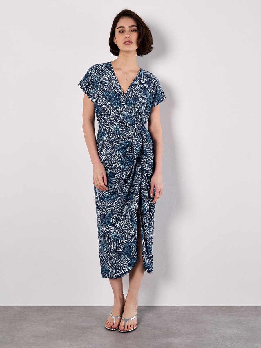 Midi-jurk met batikbladerenprint