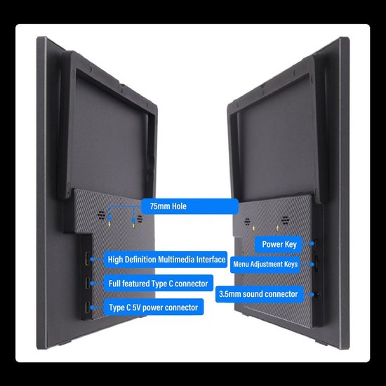 Draagbare Monitor - Externe Display Secundair Scherm - Productiviteit Verhogend - Full HD Anti-reflectie - 156 Inch - Zwart — afbeelding 2
