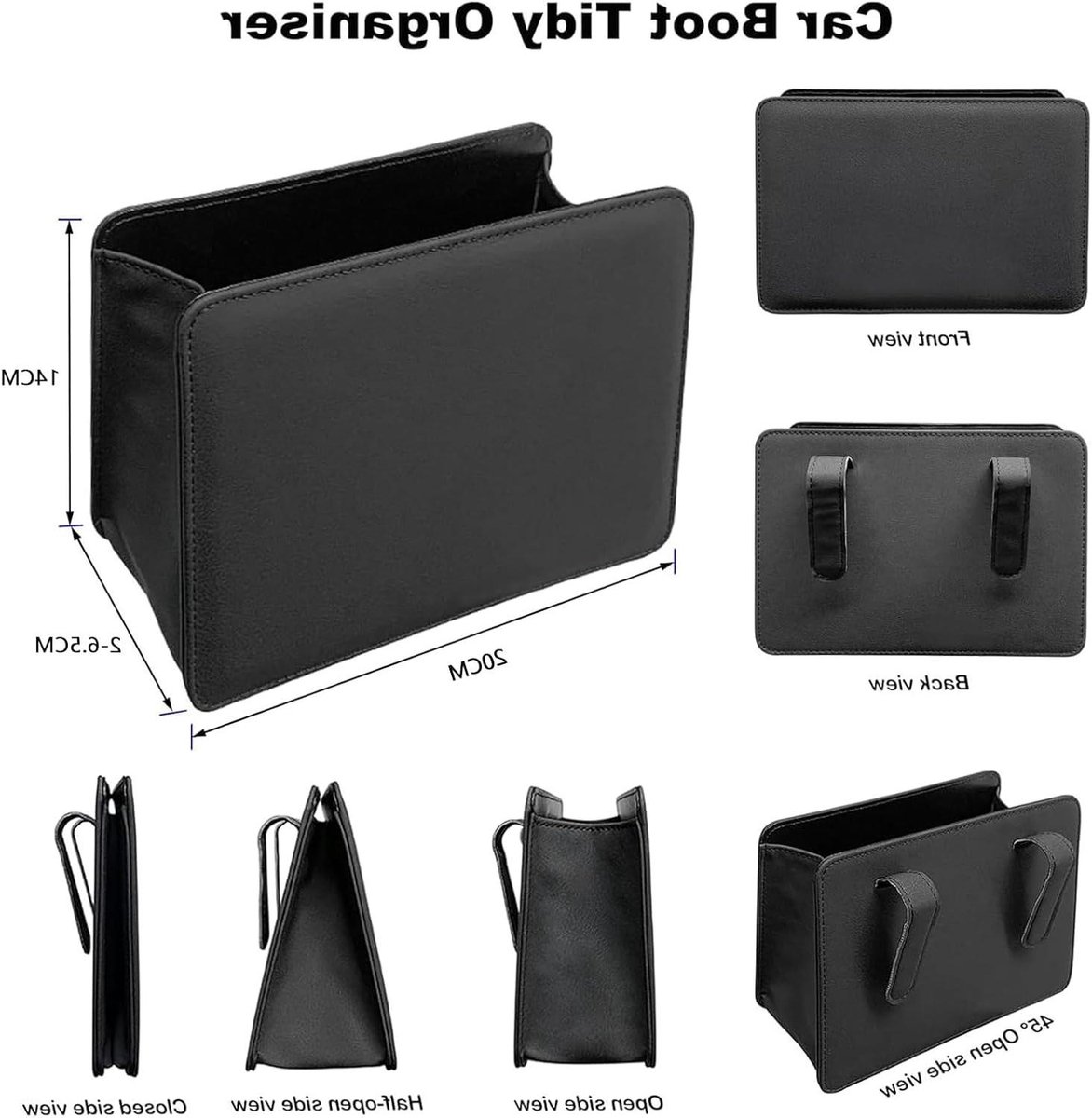 Hangende Auto Prullenbak - Opbergzak Container - Auto Interieur Netjes - Opvouwbaar Ontwerp - 20 x 14 cm - Zwart