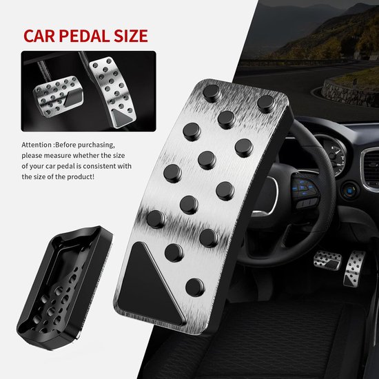 Pedaalhoezen Set - Rem Gas - Veiliger Rijden - Antislip Rubber - Zonder Boren - Zilver — afbeelding 3