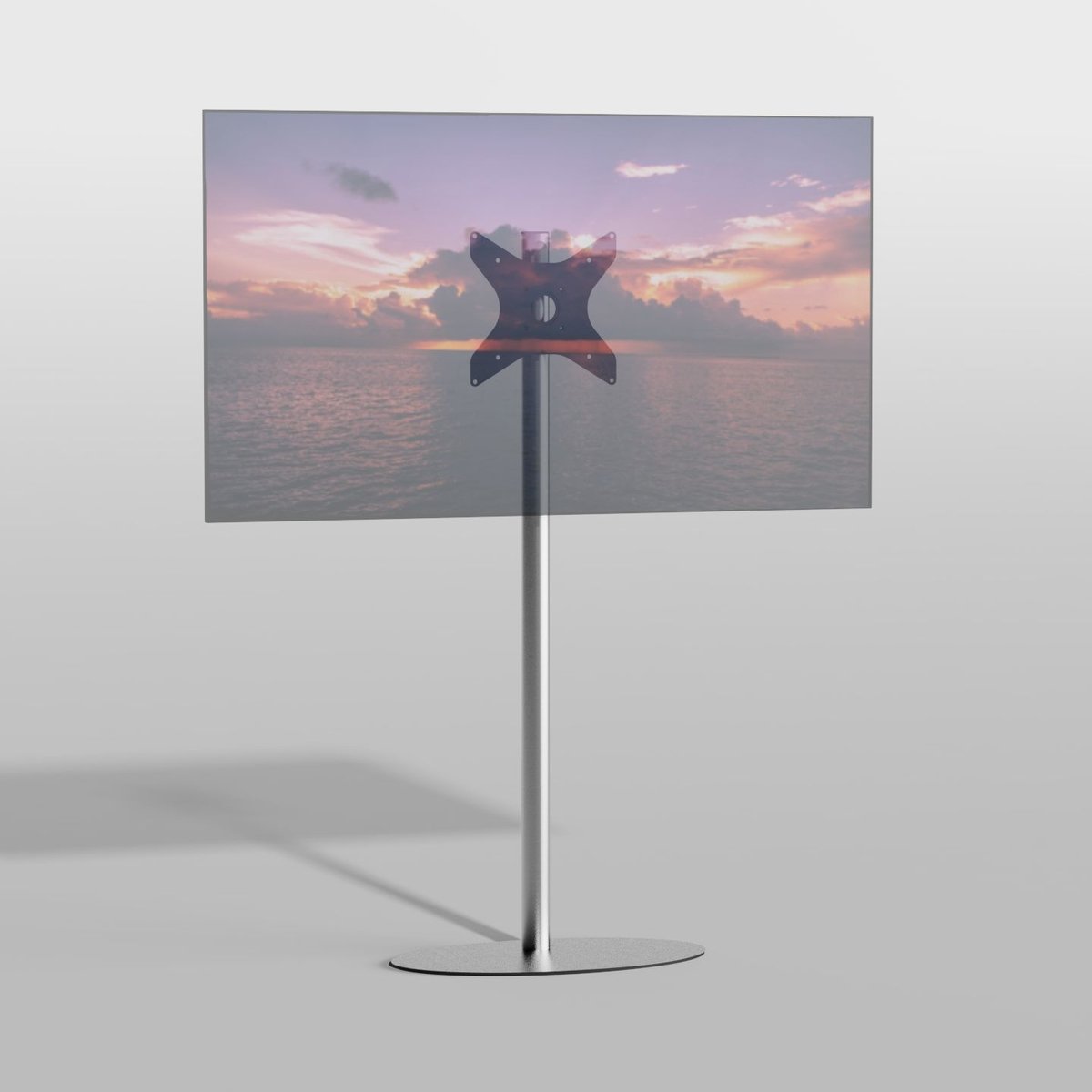 Cavus TV Vloerstatief ELLIPS 150 – geborsteld RVS - hoogte 150cm - VESA 300x300