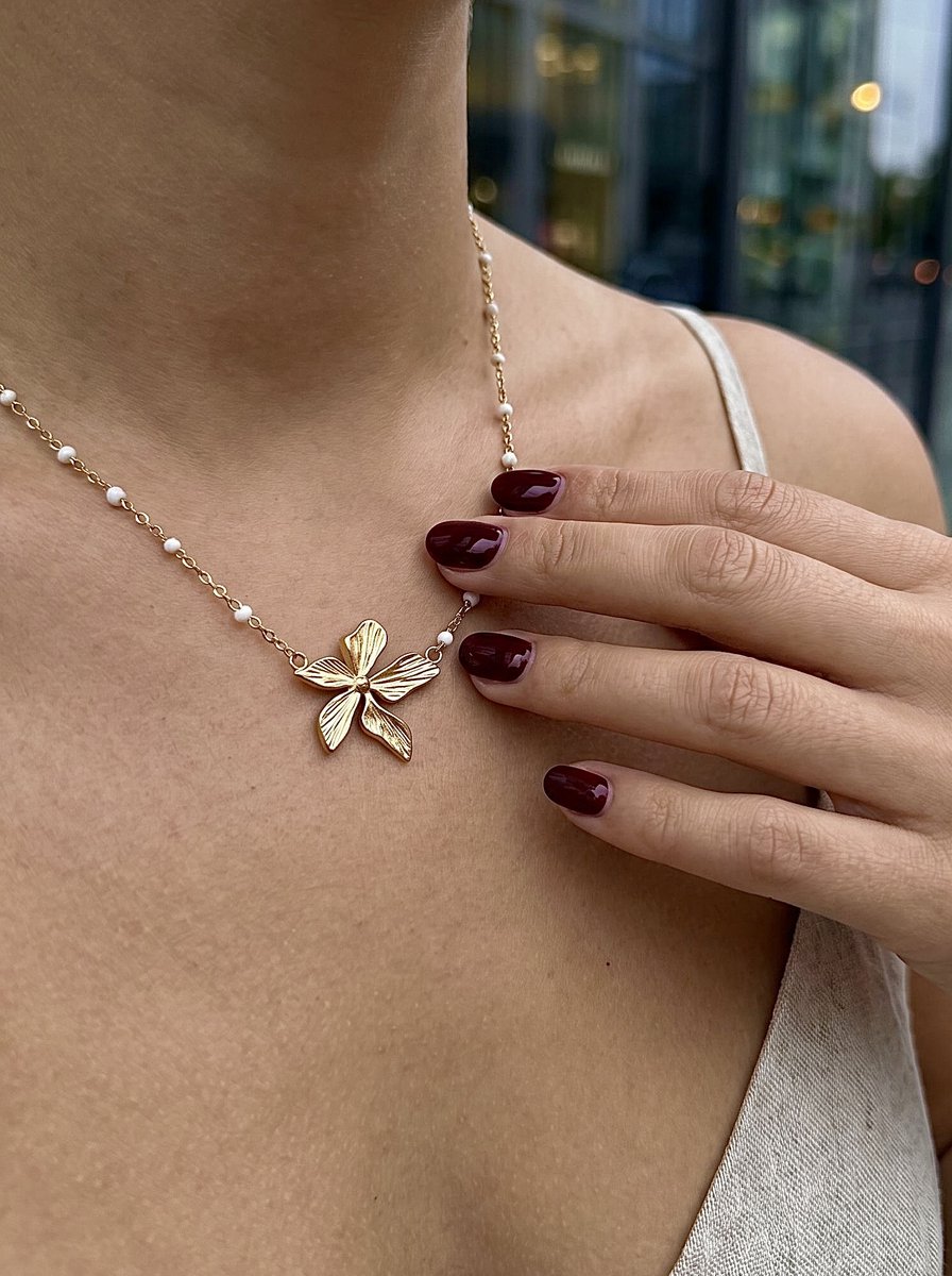 Anelplus Ketting Dames – Goudkleurig met bloem – Elegant Design