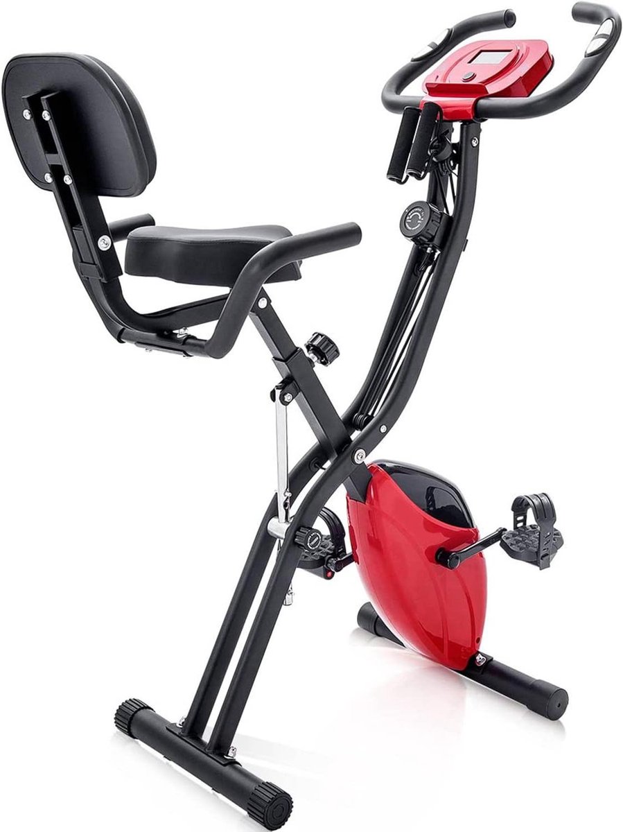 Opvouwbare Hometrainer - 4-in-1 Fiets - Thuis Trainen - Compact Opvouwbaar - 10 Weerstanden - Rood