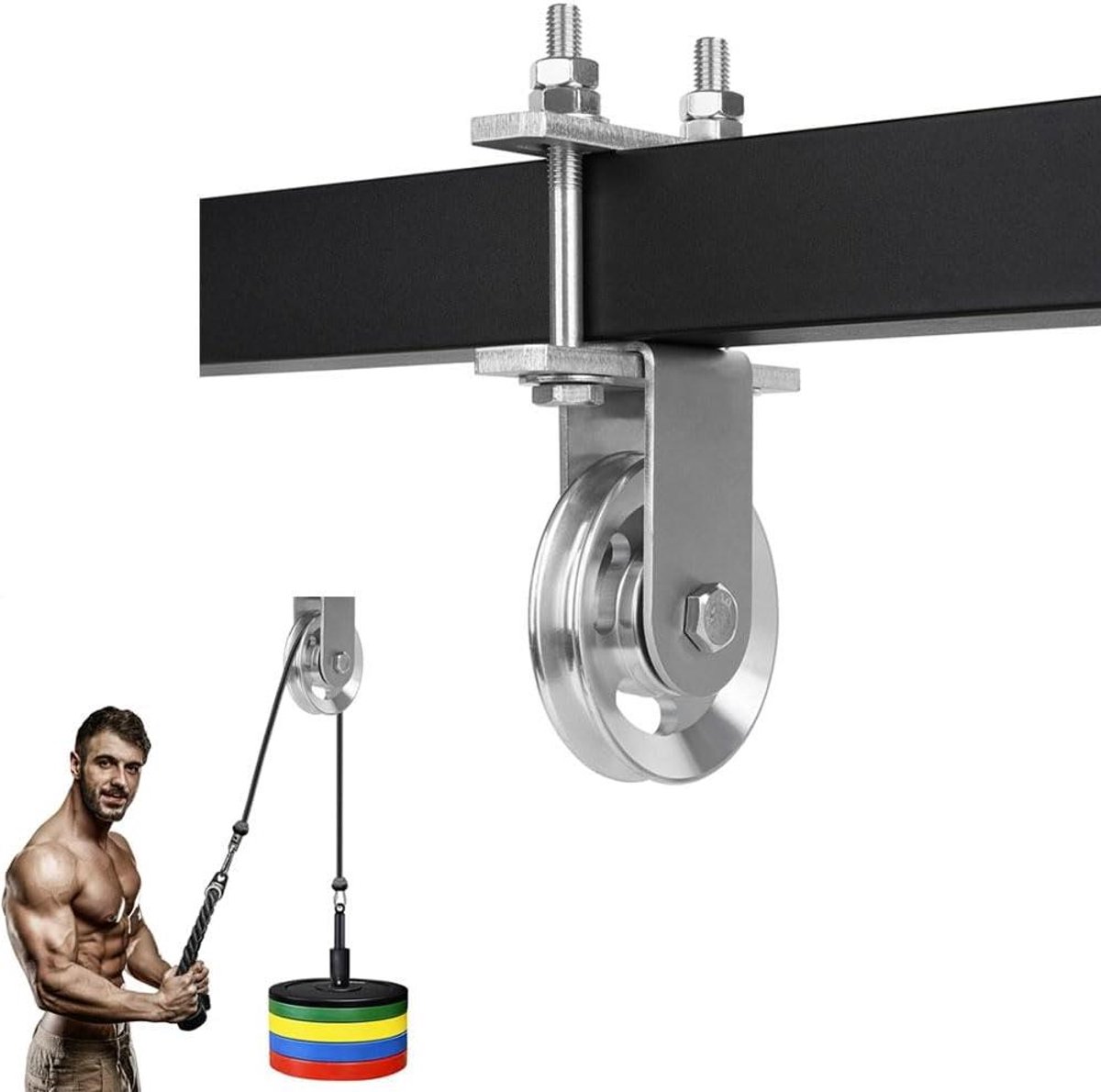 Katrol Systeem - Fitness Katrol - Kracht Training - Stille Aluminium Wielen - 500 Lbs Capaciteit - Zilver