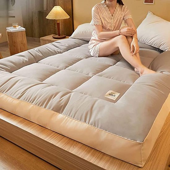 Japanse Futonmatras - Vloermatras Gastenmatras - Comfortabel Slapen - Draagbaar Opvouwbaar - 15 x 2 m - Grijs — afbeelding 2