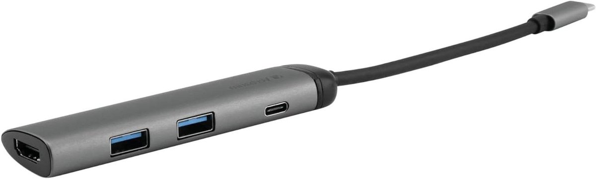 USB-C multiport-adapter - USB-C hub - Laptop uitbreiden - 4K HDMI output - 3 poorten - zilver