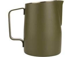 Handmatige melkopschuimer met handvat, 600 ml roestvrijstalen stoomkan voor espresso, cappuccino en latte - Donkergroen