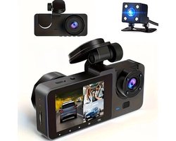 Auto-rijrecorder met drie kanalen, voor en achter, ingebouwde rijrecorder