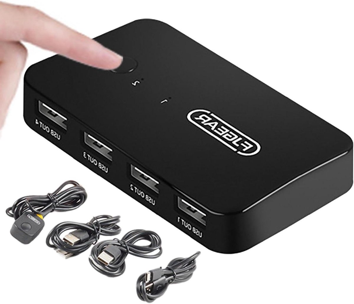 USB Switch Hub - Apparaat Switcher - Productiviteit Verhogen - 4 Poorten - 254 gram - Zwart
